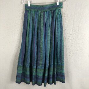 Vintage Admont Skirt XS Green Blue Wool Pleated Dirndl Oktoberfest W Germany